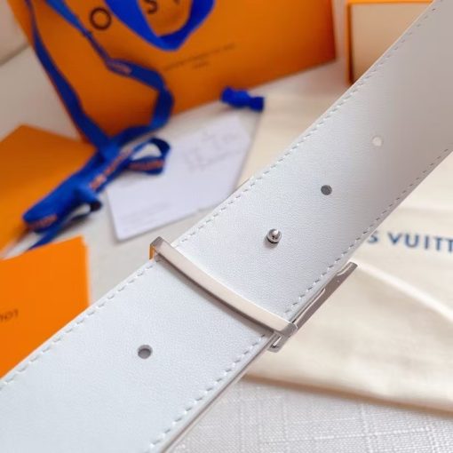 LOUIS VUITTON Graffiti Print Design, Decorated with Logo Letters, Smooth Buckle, Leather Belt, Unisex Couples Style, Multiple Colors Available, 4cm Wide - Image 2