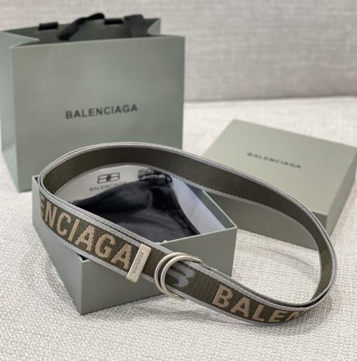 Balenciaga. A men's belt from Balenciaga with letter logo, made of polyester fiber, in dark green color, 3.5 cm wide. - Image 6
