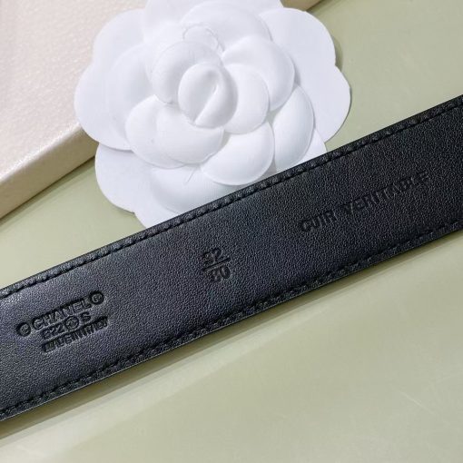 CHANEL Women's Belt in Black, made of Cowhide Leather with Letter Logo Smooth Buckle - Image 2
