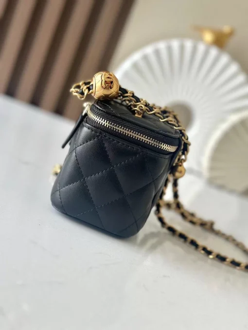Chanel Vanity Case with Gold Ball Charm - Image 2