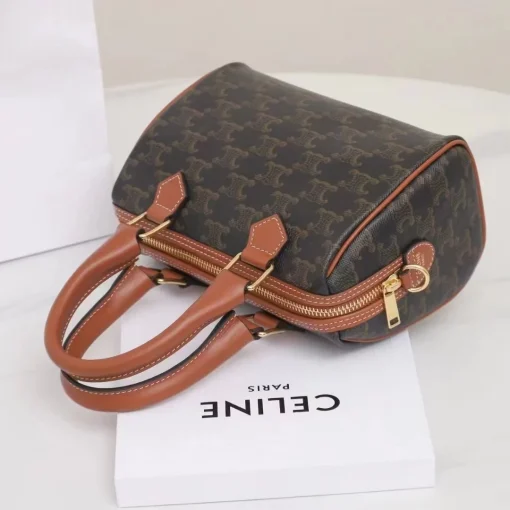 CELINE Triomphe Boston Bag in Canvas and Calfskin - Image 2