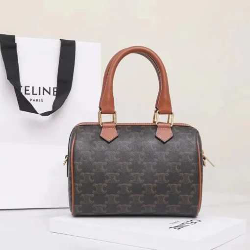 CELINE Triomphe Boston Bag in Canvas and Calfskin - Image 3