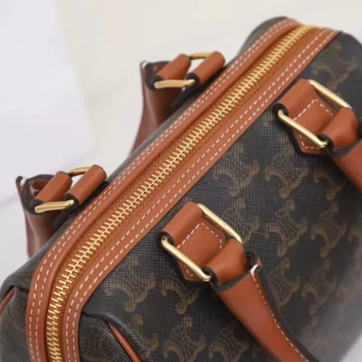 CELINE Triomphe Boston Bag in Canvas and Calfskin - Image 5