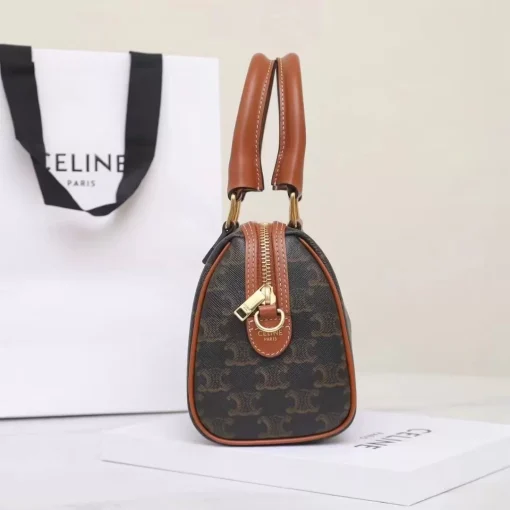 CELINE Triomphe Boston Bag in Canvas and Calfskin - Image 7