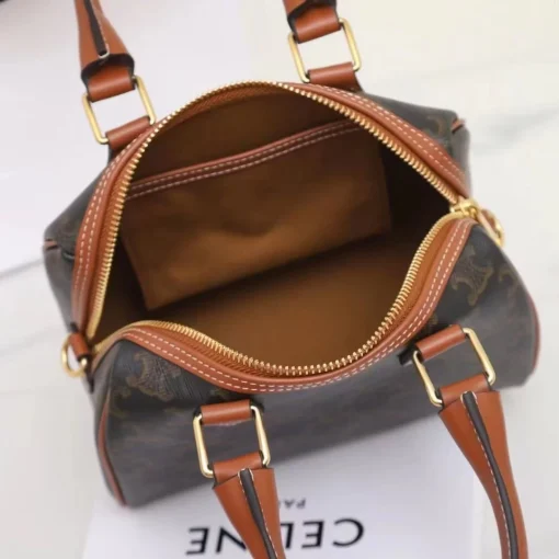 CELINE Triomphe Boston Bag in Canvas and Calfskin - Image 8