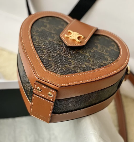 CELINE Tambour Heart Bag (Medium, Taupe) - Image 5