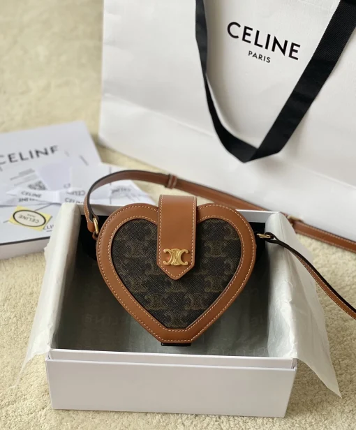 CELINE Tambour Heart Bag (Medium, Taupe)