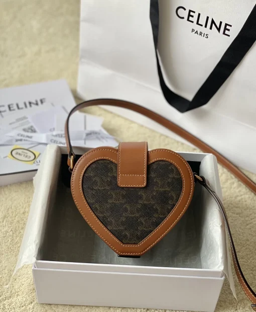 CELINE Tambour Heart Bag (Medium, Taupe) - Image 9