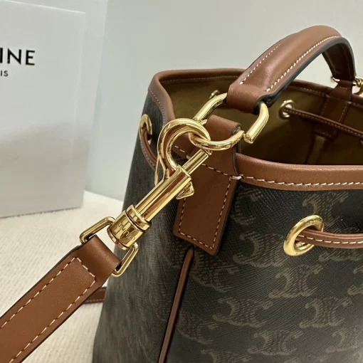 CELINE Triomphe Drawstring Bucket Bag - Image 2