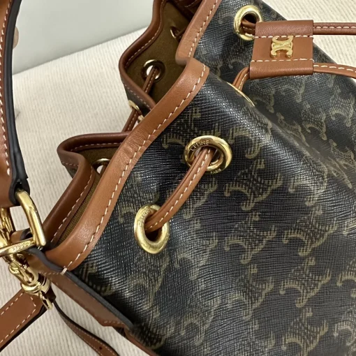 CELINE Triomphe Drawstring Bucket Bag - Image 3