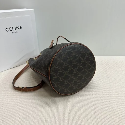 CELINE Triomphe Drawstring Bucket Bag - Image 9