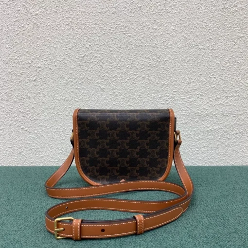 Folco Triomphe Saddle Bag Taupe - Image 7
