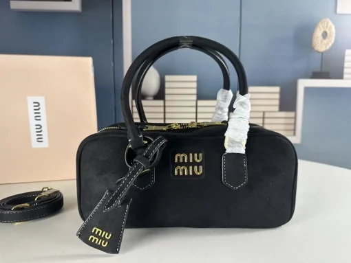 MIU MIU Arcadie Mini Leather Crossbody Bag in Black