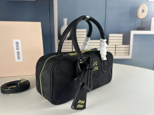 MIU MIU Arcadie Mini Leather Crossbody Bag in Black - Image 9