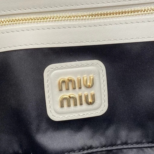 MIU MIU Arcadie Mini Chalk White Leather Crossbody Bag - Image 3