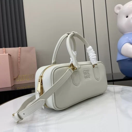 MIU MIU Arcadie Mini Chalk White Leather Crossbody Bag - Image 5