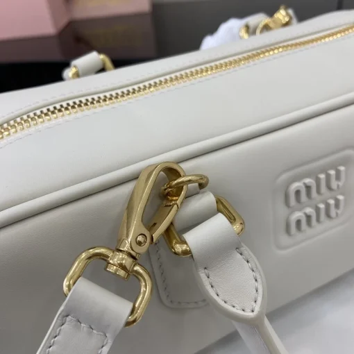 MIU MIU Arcadie Mini Chalk White Leather Crossbody Bag - Image 6