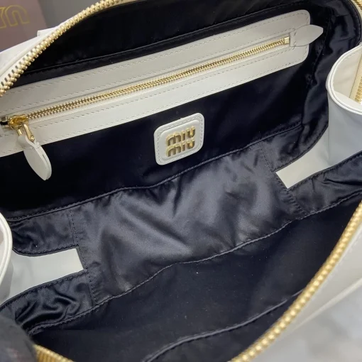 MIU MIU Arcadie Mini Chalk White Leather Crossbody Bag - Image 7