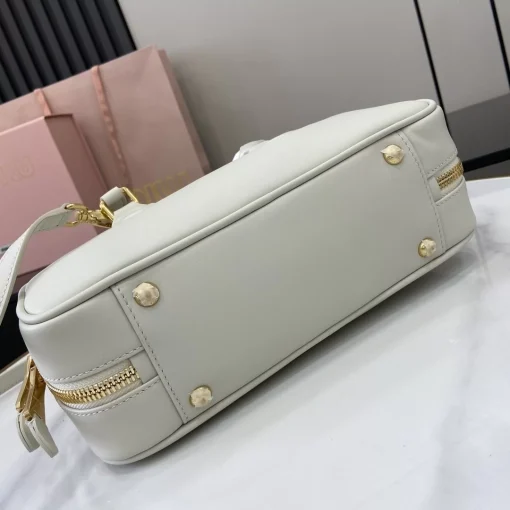 MIU MIU Arcadie Mini Chalk White Leather Crossbody Bag - Image 8