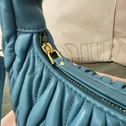 MIU MIU Wander Navy Blue Soft Lambskin Shoulder Bag - Image 6