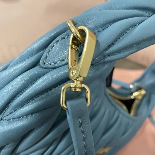 MIU MIU Wander Navy Blue Soft Lambskin Shoulder Bag - Image 3