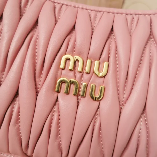 MIU MIU Wander Begonia Pink Jacquard Lambskin Hobo Bag - Image 9