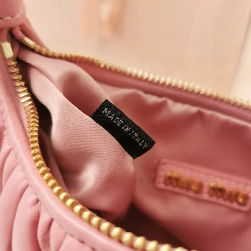 MIU MIU Wander Begonia Pink Jacquard Lambskin Hobo Bag - Image 7