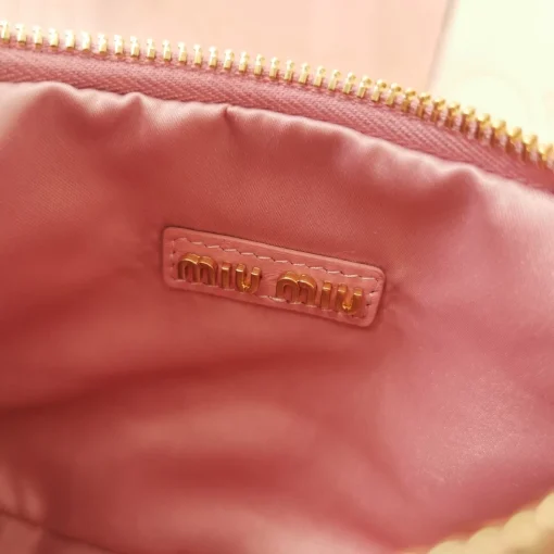 MIU MIU Wander Begonia Pink Jacquard Lambskin Hobo Bag - Image 4