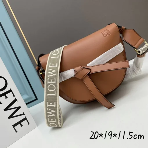 LOEWE Gate Dual Medium Tan Calfskin Shoulder Bag