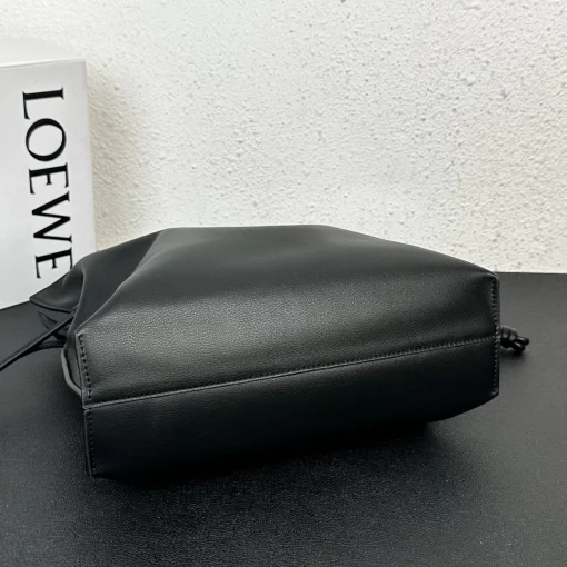 LOEWE Flamenco Mini Black Calfskin Drawstring Shoulder Bag - Image 4