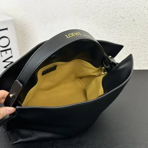 LOEWE Flamenco Mini Black Calfskin Drawstring Shoulder Bag - Image 5
