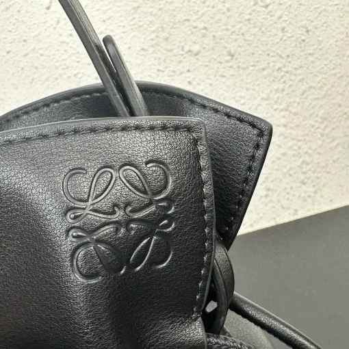 LOEWE Flamenco Mini Black Calfskin Drawstring Shoulder Bag - Image 8
