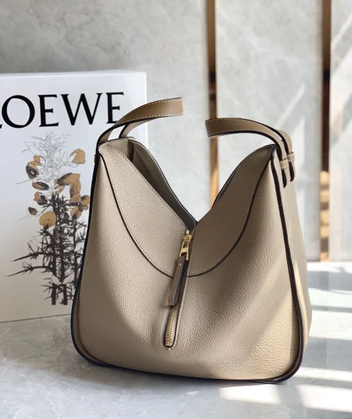 LOEWE Hammock Small Sand Calfskin Drawstring Shoulder Bag - Image 6