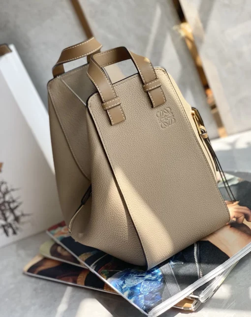 LOEWE Hammock Small Sand Calfskin Drawstring Shoulder Bag - Image 7