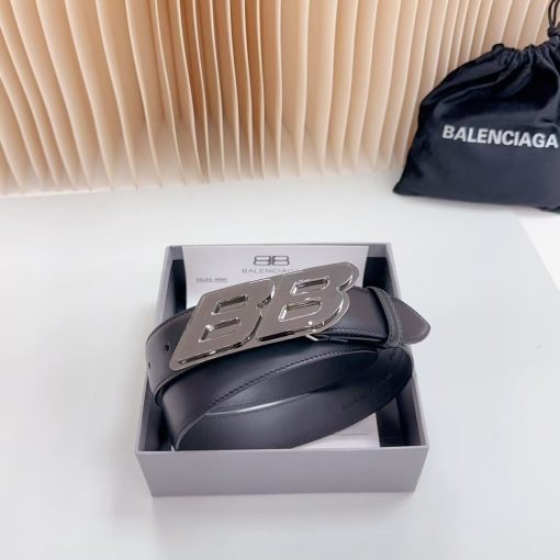 Balenciaga. A simple cowhide leather belt for men from Balenciaga, in black color, 3.5 cm wide. - Image 3