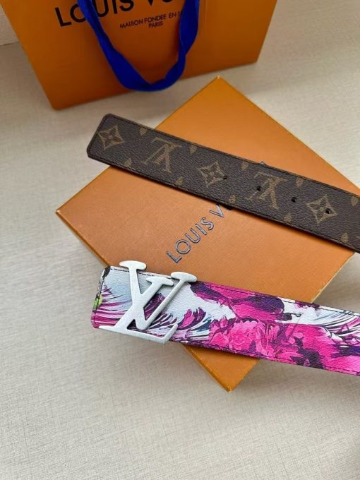 LOUIS VUITTON Surfing Pattern Canvas Belt, Men's Style, Purple Color, 4cm Wide - Image 2