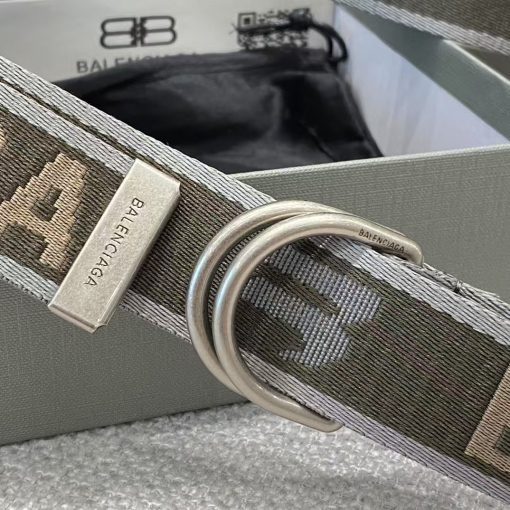 Balenciaga. A men's belt from Balenciaga with letter logo, made of polyester fiber, in dark green color, 3.5 cm wide. - Image 3