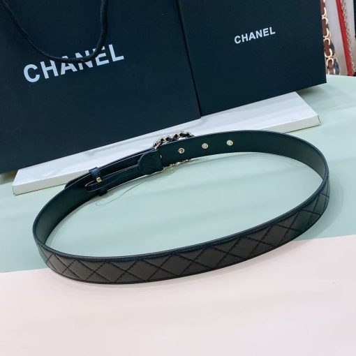 CHANEL Women's Belt in Black, made of Cowhide Leather with Letter Logo Smooth Buckle - Image 3