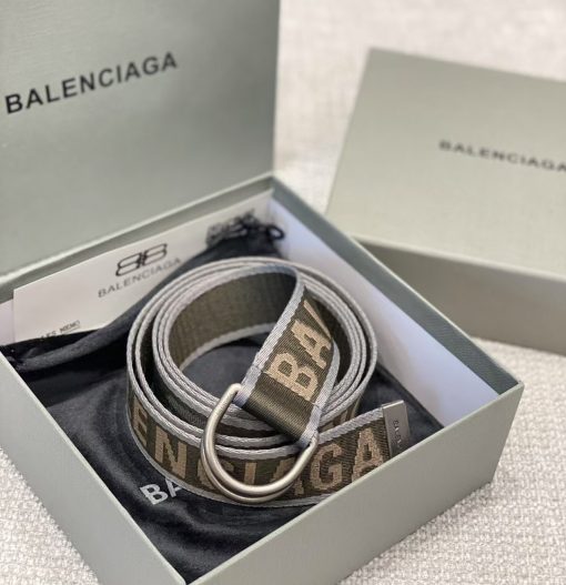 Balenciaga. A men's belt from Balenciaga with letter logo, made of polyester fiber, in dark green color, 3.5 cm wide. - Image 4