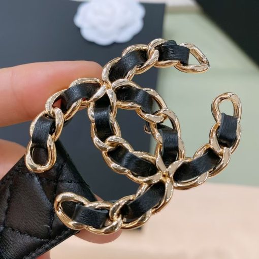 CHANEL Women's Belt in Black, made of Cowhide Leather with Letter Logo Smooth Buckle - Image 5
