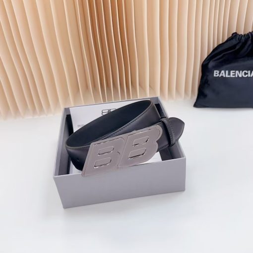 Balenciaga. A simple cowhide leather belt for men from Balenciaga, in black color, 3.5 cm wide. - Image 6