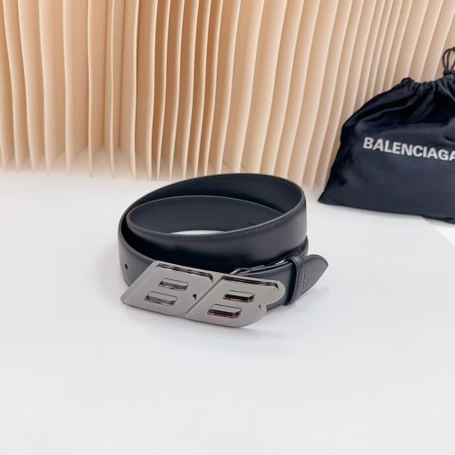 Balenciaga. A simple cowhide leather belt for men from Balenciaga, in black color, 3.5 cm wide. - Image 5