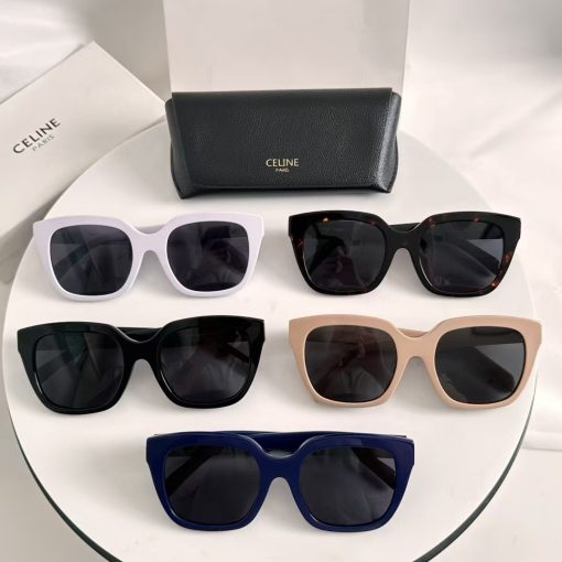 CELINE Square Acetate Sunglasses in Blue Cat-Eye Style