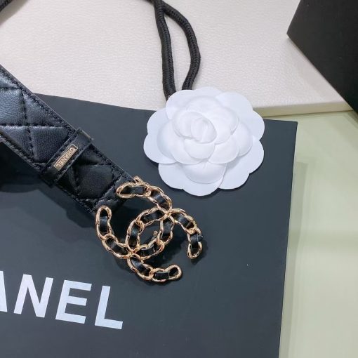 CHANEL Women's Belt in Black, made of Cowhide Leather with Letter Logo Smooth Buckle - Image 7