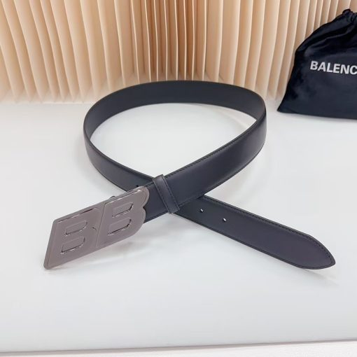 Balenciaga. A simple cowhide leather belt for men from Balenciaga, in black color, 3.5 cm wide. - Image 9