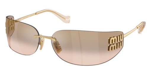 MIU MIU. Provides full protection against UVA and UVB. Irregular-shaped. Women's sunglasses. In gold color.