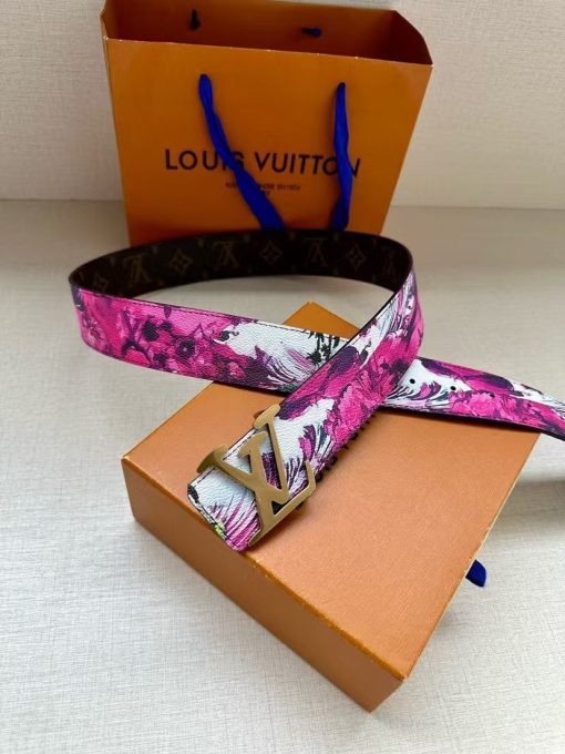 LOUIS VUITTON Surfing Pattern Canvas Belt, Men's Style, Purple Color, 4cm Wide - Image 6