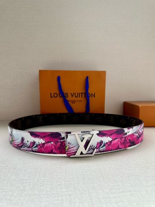 LOUIS VUITTON Surfing Pattern Canvas Belt, Men's Style, Purple Color, 4cm Wide - Image 8